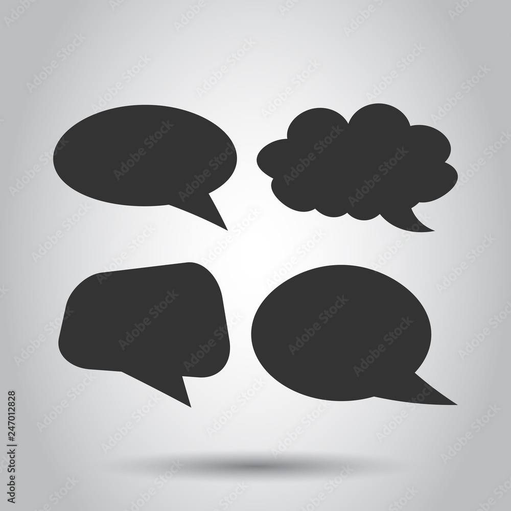 Poster blank empty speech bubble vector icon set in flat style. dialogue box on white background. speech me