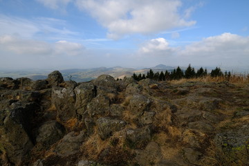 Wasserkuppe und  Pferdskopf in der Rhön im Herbst, Biosphärenreservat Rhön, Hessen, Deutschland