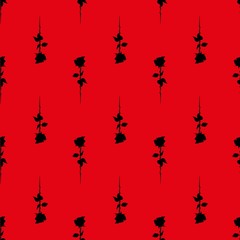 seamless pattern of black roses on red