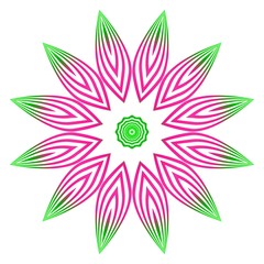 Anti-Stress Therapy Pattern. Mandala. For Design Backgrounds. Vector Illustration. Can Be Used For Textile, Greeting Card, Coloring Book, Phone Case Print. Gradient green, pink color
