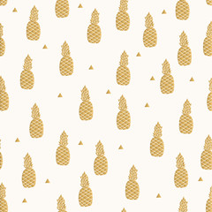 Geometric gold pattern with cute pineapples.