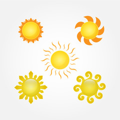 Sun Vector isolated summer icon design. Collection of sun vector icon