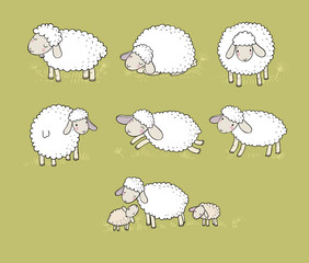Cute cartoon sheep set. Farm animals. Funny lambs. good night sweet dreams