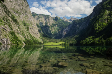 epic landscape scenery with high mountains and germanys highest waterfall R&ouml;thbachfall