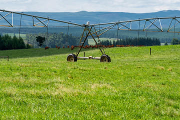 A farm irrigation system.