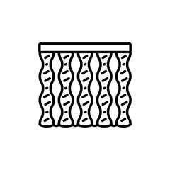 Black & white vector illustration of combi wave curtain shutter. Line icon of window vertical blind jalousie. Isolated object