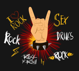 Rock and roll hand sign.Vector illustration