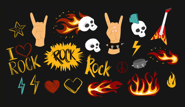 Set of rock and roll sign.Vector illustration