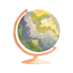 Vintage school globe isolated on white background