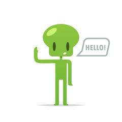 Cartoon alien say hello vector isolated