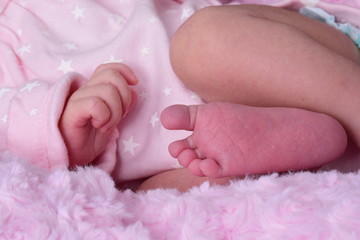 Obraz na płótnie Canvas Bebé recién nacido, pies y manos