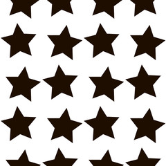 Obraz premium Seamless abstract pattern with little sharp black and grey stars on white background. Vector illustration. Magic sky. Stardust background. Black and white. Constellation