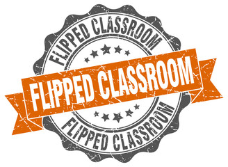 flipped classroom stamp. sign. seal