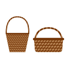 Wicker willow baskets. Set of picnic baskets.