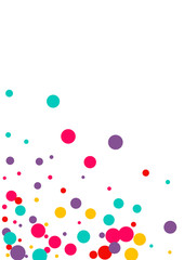 Festive background with multicolored confetti. Yellow, pink, blue circles but against a white background. Flying confetti.