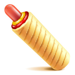 French hot-dog isolated on white vector illustration