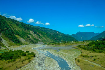 Fototapeta na wymiar Mountain and river view in taiwan