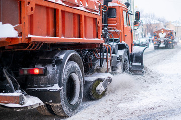 snow remove machine with crew in the streets b