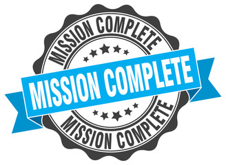 mission complete stamp. sign. seal