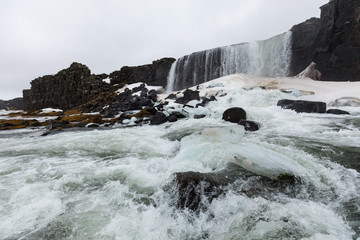 Wasserfall Oxararfoss Kontinentalspalte, Island