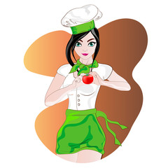 Vector art girl cook
