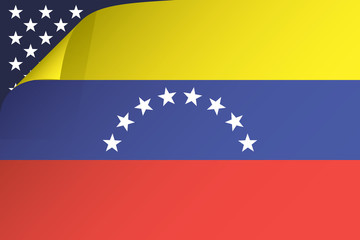 flag of Venezuela and USA, silhouette appears