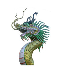 Chinese style dragon statue isolated with white background - 247026212
