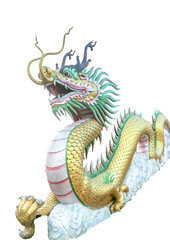 Chinese style dragon statue isolated with white background - 247026215