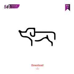 Outline Dog icon isolated on white background. Line pictogram. Graphic design, mobile application, logo, user interface. Editable stroke. EPS10 format vector illustration