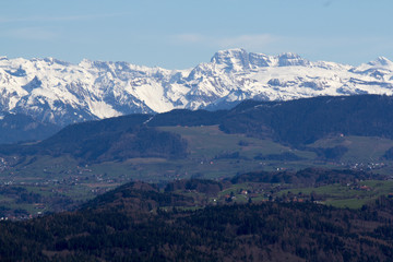 Fototapeta na wymiar View from Felsenegg / Berge ab der Felsenegg