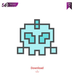 Outline alien_pixel icon isolated on white background. Line pictogram. Graphic design, mobile application, logo, user interface. Editable stroke. EPS10 format vector illustration