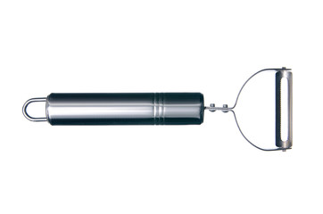 Peeler for vegetables on white background isolation, top view