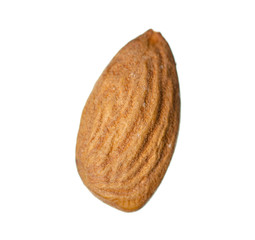 Almond nuts on white background isolation, top view