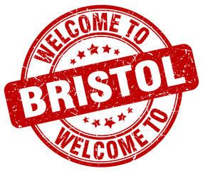 welcome to Bristol red round vintage stamp