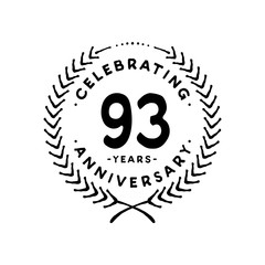 93 years design template. 93rd vector and illustration 