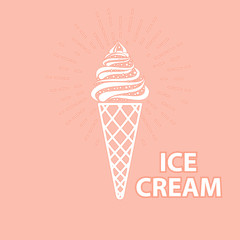 Ice cream cone icon isolated. Logo ice cream illustration. Modern sweet vanilla desert sign. Trendy vector chocolate cram symbol for web site design, button to mobile app.