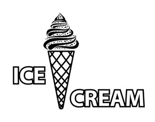 Ice cream cone icon isolated. Logo ice cream illustration. Modern sweet vanilla desert sign. Trendy vector chocolate cram symbol for web site design, button to mobile app.