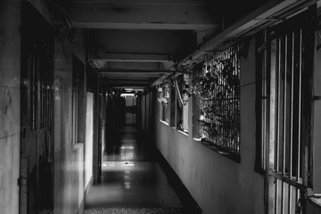 Hallway of an old residentia building in Kowloon Hong Kong China