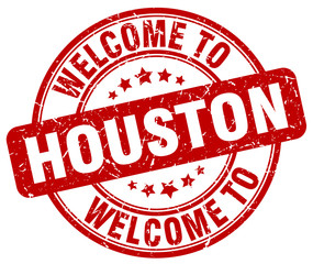 welcome to Houston red round vintage stamp