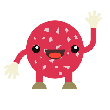 a happy salami character saying "hello" with the hand. Vector illustration