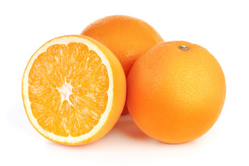 fresh orange fruits isolated on white background