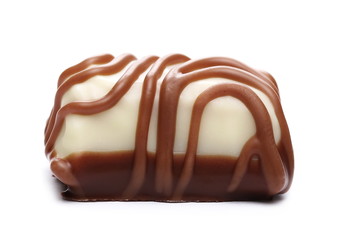 Chocolate, candy isolated on white background, macro