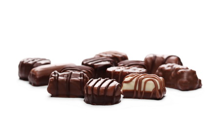 Chocolates isolated on white background