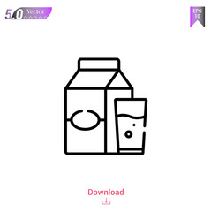 Outline milk icon isolated on white background. Line pictogram. Graphic design, mobile application, logo, user interface. Editable stroke. EPS10 format vector illustration