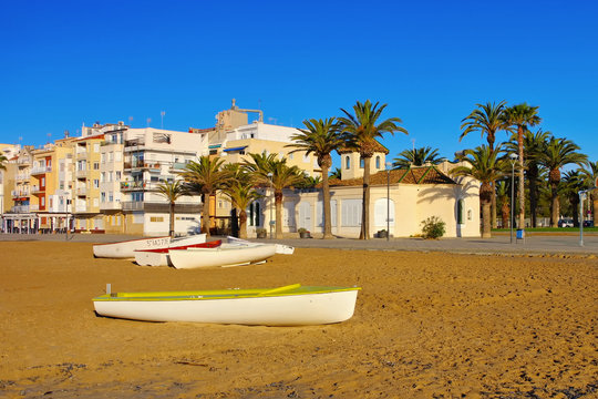 Torredembarra Strand an der Costa Dorada in Spanien - Torredembarra beach near Tarragona, Costa Dorada, Catalonia
