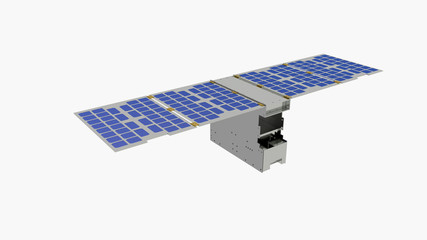 Satellite Dart Liciacube progettato per la nuova missione spaziale prevista per il 2021, 3D rendering su fondo neutro © robynt