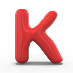 Letter K made of inflatable balloon isolated on white background. 3D
