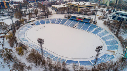 winter stadium height view