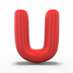 Letter U made of inflatable balloon isolated on white background. 3D