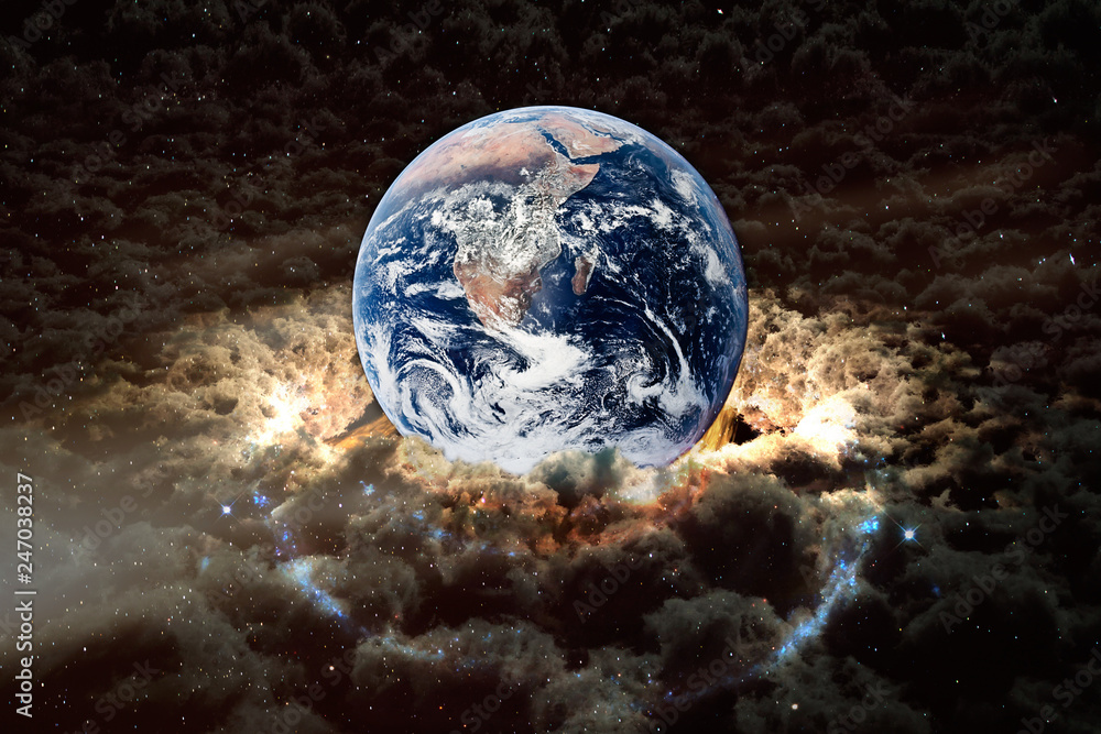 Canvas Prints planet earth with surrounding clouds, collage. elements of this image furnished by nasa.